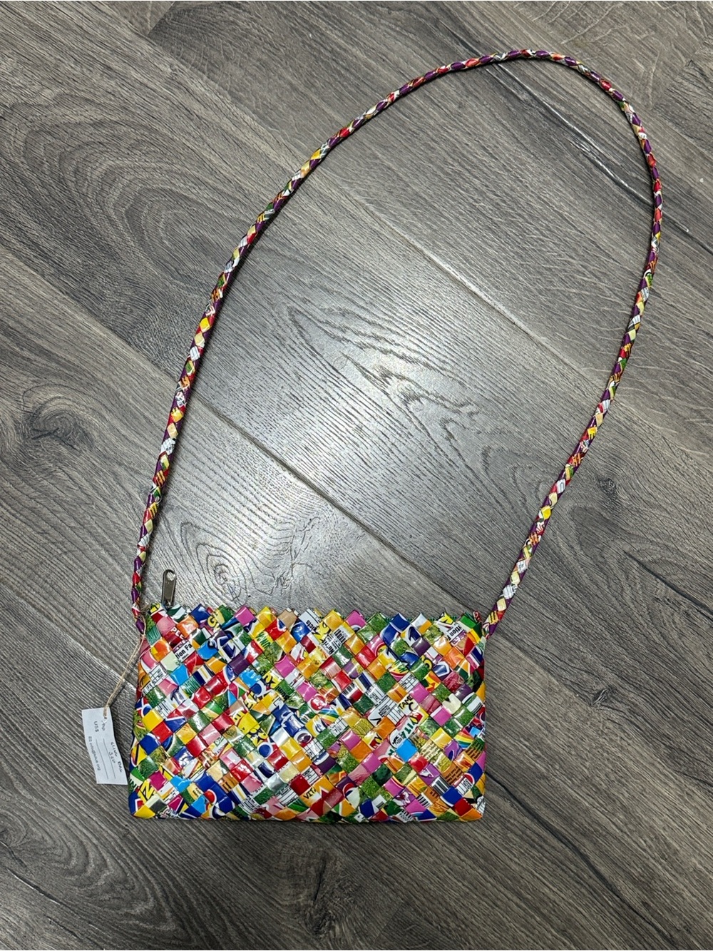 Handwoven Multicolor Crossbody Bag with Braided Strap